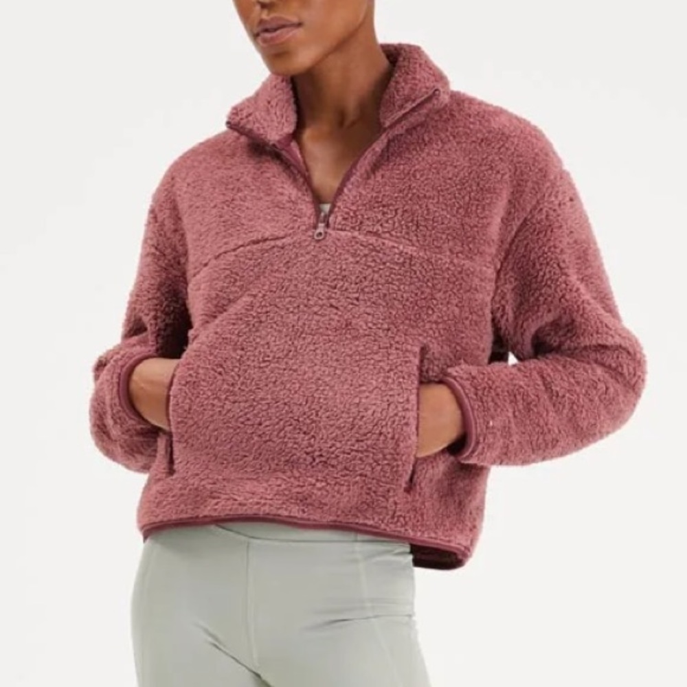 Girlfriend Collective Recycled Half Zip Fleece in Plume